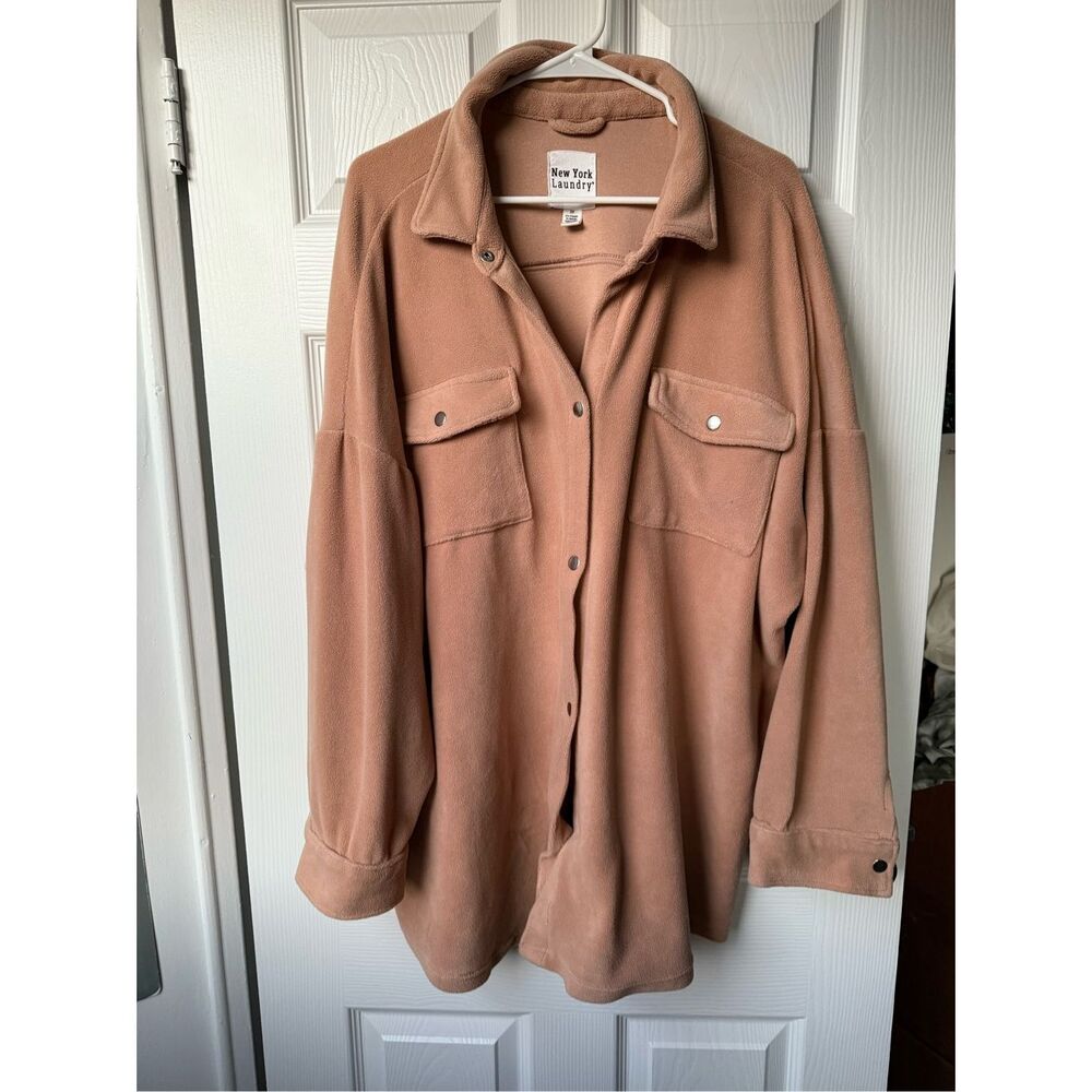 Laundry Teddy Jacket 3XL Women's Tan Snap Button Coat